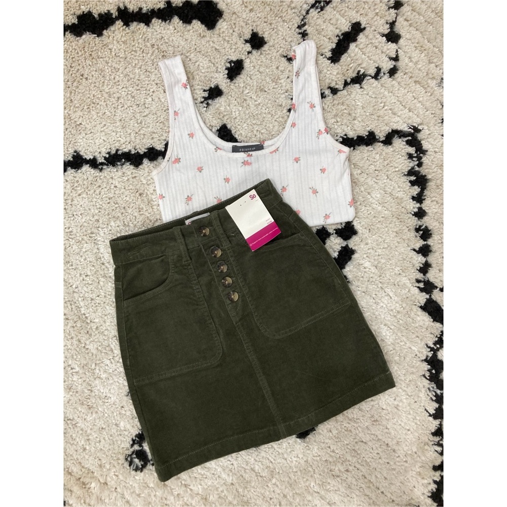 SO olive corduroy high waist mini